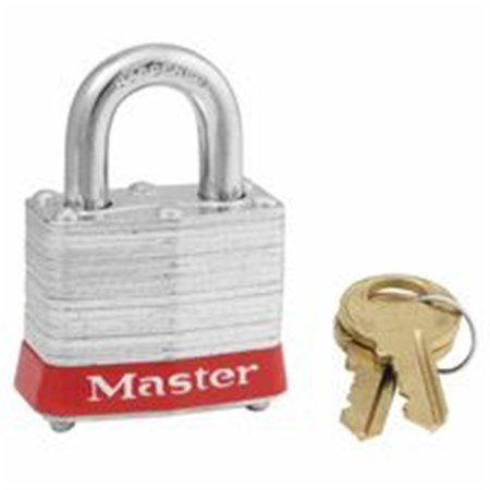 MASTER LOCK Laminated Steel Safety Lockout Padlock, Red Bumper MA388503